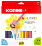 Kores Színes ceruza készlet, háromszögletű, KORES "Triangular", 24 különböző szín