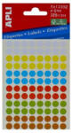 APLI Etikett, 8 mm, kör, kézzel írható, színes, APLI, vegyes színek, 288 etikett/csomag - toptoner