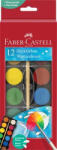 Faber-Castell Vízfesték, 12 darabos, 30 mm, ecsettel, FABER-CASTELL