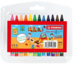 STABILO Zsírkréta, műanyag dobozban, STABILO "Yippy-wax", 12 különböző szín