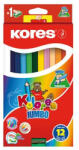 Kores Színes ceruza készlet, háromszögletű, vastag, KORES "Jumbo", 12 különböző szín