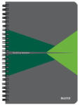 Leitz Spirálfüzet, A5, vonalas, 90 lap, laminált karton borító, LEITZ "Office", szürke-zöld