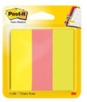 3M Jelölőcímke, papír, 3x100 lap, 25x76 mm, 3M POSTIT, vegyes neon színek - toptoner