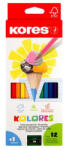 Kores Színes ceruza készlet, háromszögletű, KORES "Triangular", 12 különböző szín