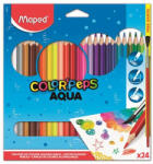 Maped Akvarell ceruza készlet, háromszögletű, ecsettel, MAPED "Color'Peps", 24 különböző szín