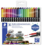 STAEDTLER Alkoholos marker készlet, 0, 5/3, 0 mm, kétvégű, STAEDTLER "3187", 36 különböző szín