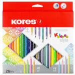 Kores Színes ceruza készlet, háromszögletű, KORES "Kolores Style", 26 különböző szín