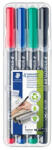 STAEDTLER Alkoholos marker készlet, OHP, 0, 6 mm, STAEDTLER "Lumocolor® 318 F", 4 különböző szín