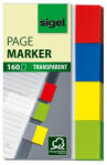 Sigel Jelölőcímke, műanyag, 4x40 lap, 20x50 mm, SIGEL "Clear", vegyes szín
