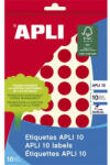 APLI Etikett, 16 mm kör, kézzel írható, színes, APLI, piros, 432 etikett/csomag - toptoner