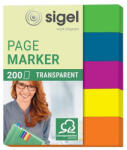 Sigel Jelölőcímke, műanyag, 5x40 lap, 12x50 mm, SIGEL "615", vegyes szín