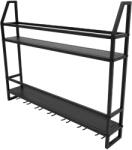  Falra Szerelhető Borosállvány - 12 Üveg, 7 Pohár - Fekete