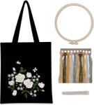  Fehér Rózsa Hímzőkészlet - Fekete Vászon Táska Kezdőknek