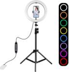 Puluz 1.1m trepied cu iluminare LED RGBW 26cm vlog / stream / smartphone PKT3044