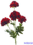  Krizantém 4 fejes szálas selyemvirág 80cm - Piros