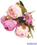 Boglárka 4 fejes selyem csokor 30cm - Rózsaszín-Pink