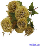  Krizantém 9 fejes selyemvirág csokor 40cm - Zöld