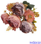  Boglárka 4 fejes selyem csokor 30cm - Antik Barack