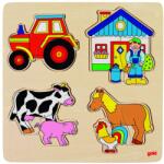 Goki Fa kirakó kiemelkedő figurákkal, tanyán