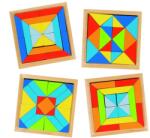 Goki Fa puzzle és fa építőkocka, mozaik 4 db-os készlet
