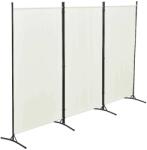 PremiumD Térelválasztó paraván törtfehér 3 darab térelválasztó panel 260x176 cm