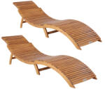 Debau Napozóágy 2 db ergonomikus kerti nyugágy akácfából szaunába vagy gyógyfürdőbe