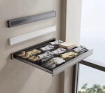 Relax Kihuzható ruhatartó polc antracit színben, kampókkal helytekarékos összecsukható polc