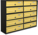 ALUBOX Társasházi postaláda 10 darabos beltéri és kültéri falra szerelhető antracit - bronz SLIM 5x2 levélszekrény galvanizált festett acél