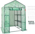 VEVOR Fóliasátor 141x141x200 cm üvegház 4 polccal 15 kg teherbírás/polc (ZXJZWSFMTCGLSNQKZV0)
