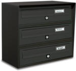 ALUBOX Társasházi postaláda 3 darabos beltéri és kültéri falra szerelhető antracit SLIM levélszekrény galvanizált festett acél