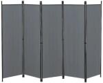 PremiumD Spanyolfal, térelválasztó paraván 5 darab panel 250x171 cm sötétszürke színben
