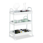 Relax Zsúrkocsi gurulós 3 szintes konyhai kiskocsi fehér 70 x 49 x 28 cm