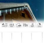 EDDC Karácsonyi világítás LED jégcsap fényfüzér hideg fehér, 72 LED, 8 fénymód időzítővel, kültéri dekoráció