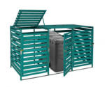 Wohnen Kerti kukatároló fa szemeteskuka tároló 3 db 80-240 literes kuka tárolására zöld