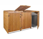 Wohnen Kerti kukatároló fa szemeteskuka tároló 3 db tároló 126x237x98 cm barna fenyőfa szemetes tartó