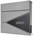 TEC Postaláda ezüst-fekete újságtartós levélszekrény 37x37x11 cm modern postaláda újságtartóval