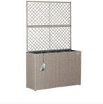 Daube Polyrattan virágláda növényfuttató ráccsal krém színben polirattan virágcserép 3 részes