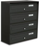 ALUBOX Társasházi postaláda 4 darabos beltéri és kültéri falra szerelhető antracit SLIM levélszekrény galvanizált festett acél