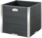 Rattan Art Polirattan virágtartó láda 46x46x46 cm antracit növénytartó kaspó rozsdamentes éllel