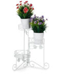 Relax Beltéri és kültéri fém virágtartó állvány 3 polcos fehér színben