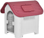 AOSOM Kutyaház 59x75x66 cm vízálló kültéri kutyaház piros-világosszürke műanyag