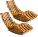 Debau Strandszék 2 db hintaszék fekvőszék ergonomikus kerti nyugágy akácfából szaunába vagy gyógyfürdőbe