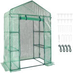 VEVOR Fóliasátor polcokkal 141x74, 5x205 cm üvegház 4 polccal 15 kg teherbírás/polc (ZXJZWSFMTCGLSKFP5V0)