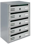 ALUBOX Társasházi postaláda 5 darabos beltéri és kültéri falra szerelhető szürke CUBO CR levélszekrény galvanizált festett acél