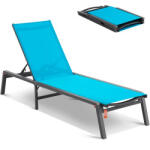 VEVOR Napozóágy 182x60x88 cm kék összecsukható alumínium nyugágy 5 fokozatban állítható strandágy (JSTYGDTYLSKZK6ALLV0)