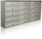 ALUBOX Társasházi postaláda 15 darabos beltéri és kültéri falra szerelhető szürke SLIM 5x3 levélszekrény galvanizált festett acél