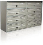 ALUBOX Társasházi postaláda 8 darabos beltéri és kültéri falra szerelhető szürke SLIM 4x2 levélszekrény galvanizált festett acél