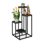 Relax Beltéri virágállvány fekete viráglépcső 4 polccal virágtartó állvány