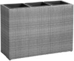 Daube Polyrattan virágláda szürke színben 83x30, 5x60 cm polirattan virágcserép 3 részes