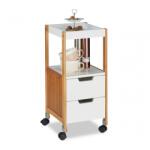 Relax Zsúrkocsi modern kialakítású gurulós kiskocsi 2 fiókkal fehér-fa színben